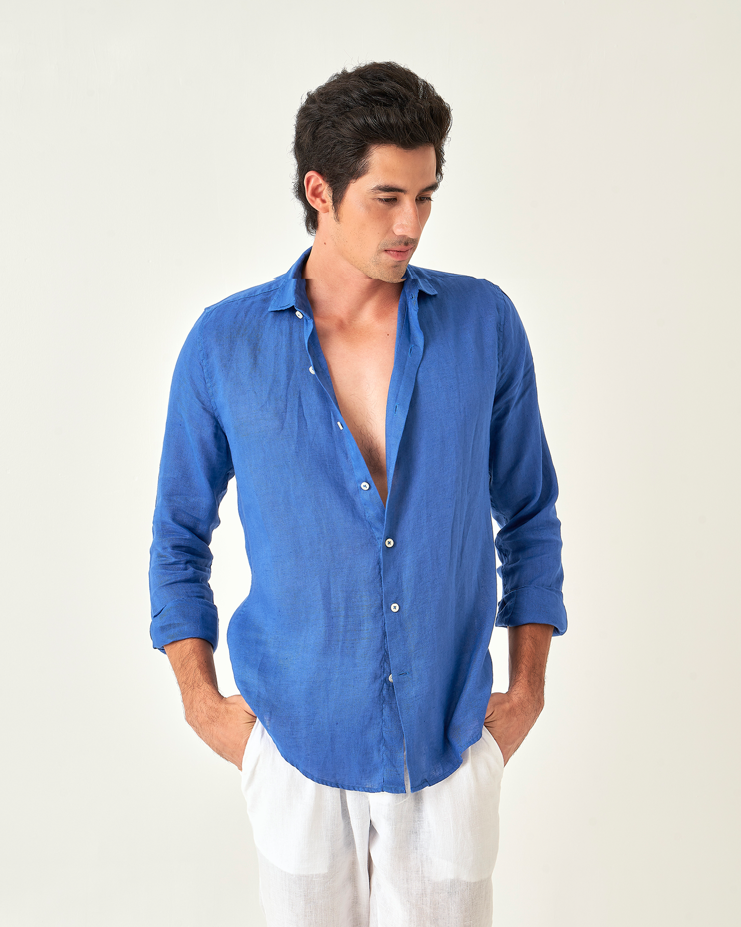 THE LINEN SHIRT [azzurro]